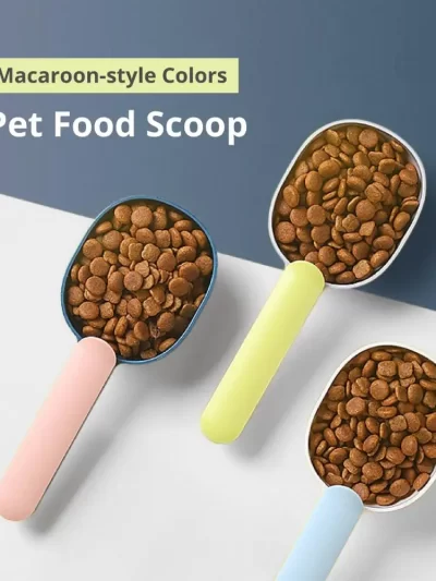 Pet Food Scoop with Ergonomic Bag Clip Handle for Cats Puppies and Small Dogs Measuring Scoop