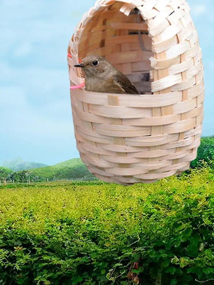 Hand Made Natural Bamboo Bird House Parrot Finch Hideout Cage Toy Outdoor Shelter Nest Birds Supplies - Image 20