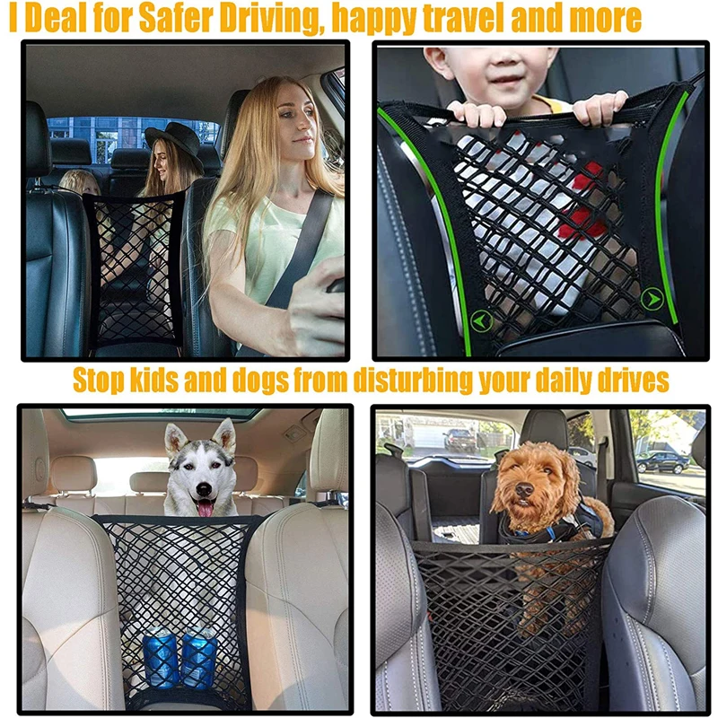 Car Storage Net Bag Between Seats Car Divider Pet Barrier Stretchable Elastic Mesh Bag Organizer Auto Accessories - Image 5