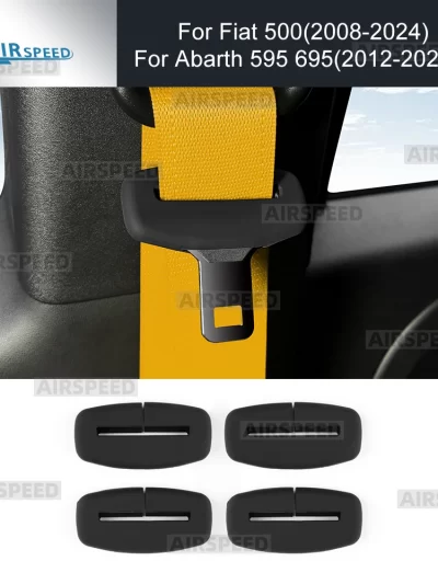 For Abarth 595 695 2012-2024 Fiat 500 2008-2024 LHD RHD Car Safety Belt Buckle Accessories Silicone Clip Protector Buckle 2/4PCS