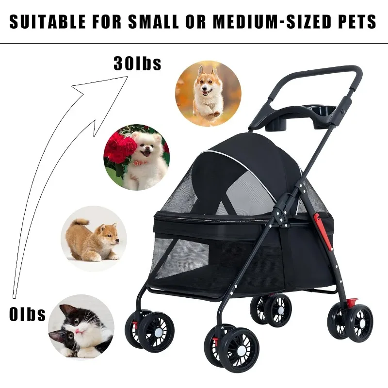 Pet Stroller Dogs Cats Teddy Bear Baby Stroller Small Pet Stroller Light and Foldable Suitable Outdoor Travel Dog Cat Supplies - Image 14