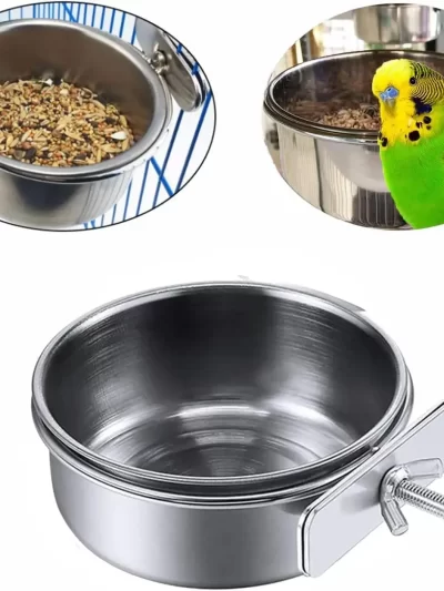 1Pcs 10/12/14cm Birds Food Water Cup Parrot Food Bowl with Clamp Holder Feeding Cage Dish Parrot Rabbit Hamster Feeders