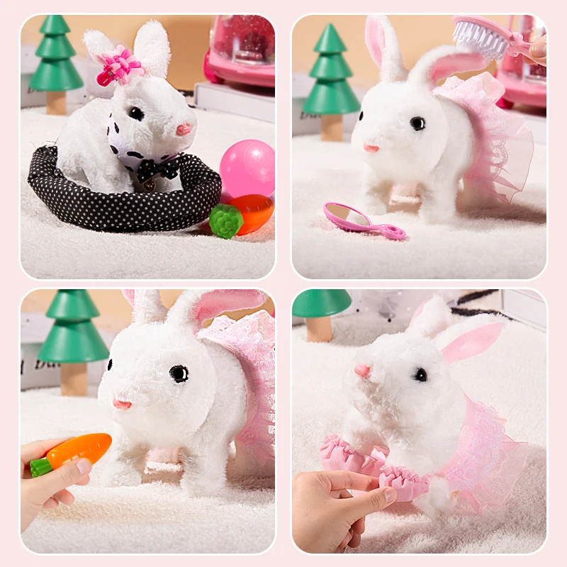 Children Plush Cute Rabbit Kids Electronic Pet With Sound Animal DIY Change Clothes Game Walking Moving Pet Toys For 3 Years - Image 15