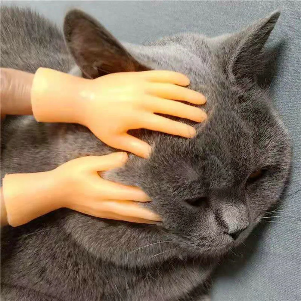 Adult Kid Novelty Toys Funny Mini Hands Creative Finger Fidget Toys Simulation Soft Small Hand Tease the Cat Pet Toy Simulation - Image 4