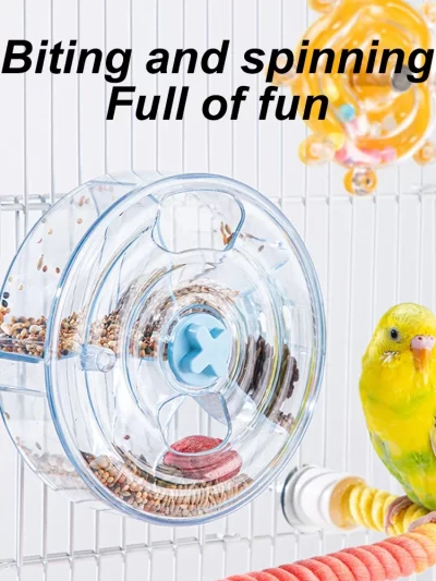 1pc Bird Foraging ToysSeed Food Spinning Training Feeding Parrot Toy Cage Hanging Toy for Pet Budgie Love Bird Cockatoo Parakeet