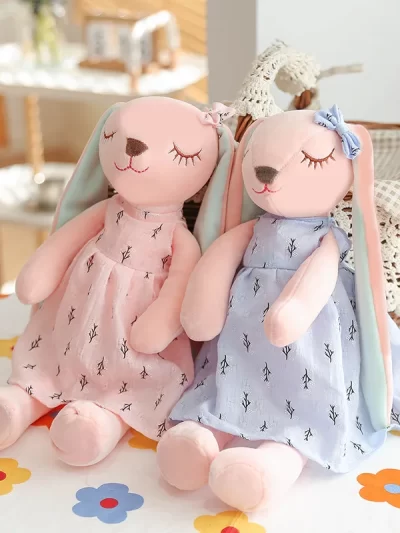 Rabbit Plush Toy Long Ear Stuffed Animal Sleeping Doll Soft Comfort Doll Throw Pillow Cute Gift for Kids Girls Room Decor