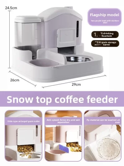 cat bowl, cat food dish, igloo, automatic feeder and water dispenser, anti-tipping, for pets, cats, and small dogs