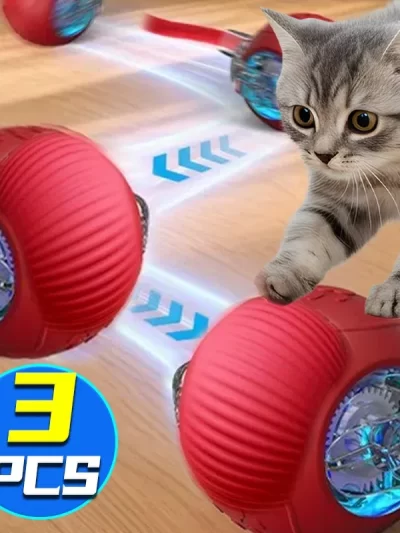 Cat Interactive Ball Toy Automatic Rolling Ball Rechargeable Smart Pet Electric Toys Dog Cat Train Imitate Mouse with Faux Tail