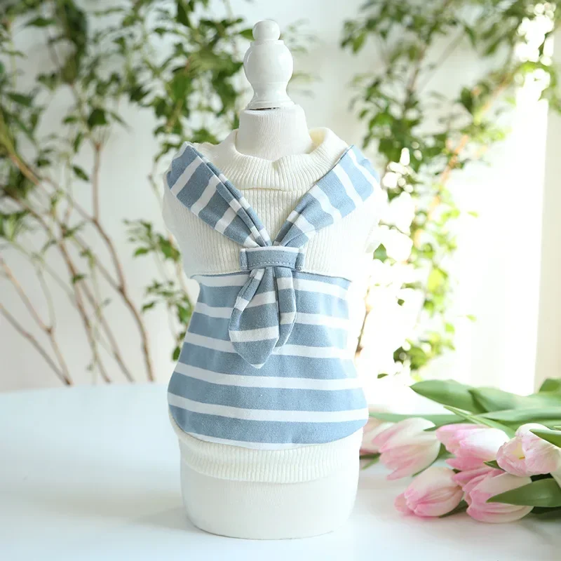 Scarf Striped Couple Suit Cat One-piece Dress Dogs Pet Clothes Dog Clothes for Small Dogs Supplies Dog Clothes - Image 9