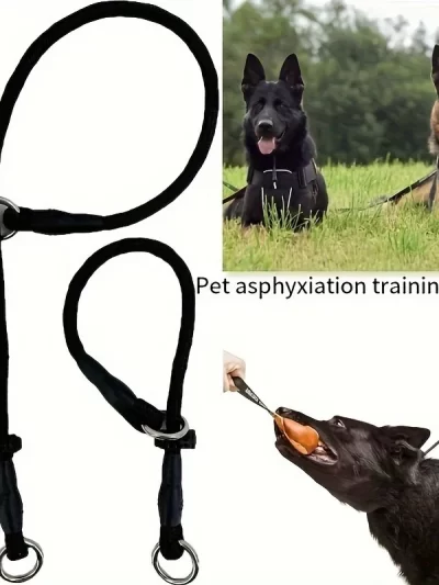 Polyester Fiber Dog Training Leash with Adjustable Slip Collar - Durable Choke Loop for Behavioral Training, Non-Asphyxiation Co