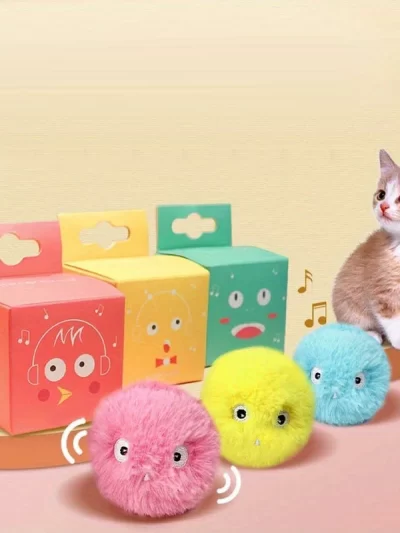 1/3Pcs Interactive Ball Smart Cat Dog Toys Plush Electric Catnip Training Toy Kitten Touch Sounding Pet Product Squeak Toy Ball
