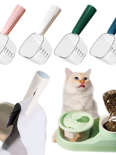 Pet Dog Cats Food Scoop with Measurement Dual-Function Food Scoop 1 Cup Capacity Pet Food Measuring Scoop for Pet Feeding