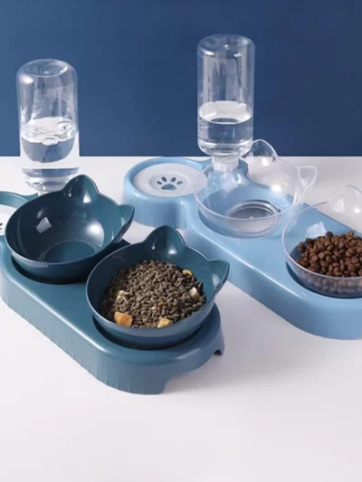 3 in 1 Cat Feeder Automatic Water Dispenser Double Bowl Pet Bowl for Small Dogs Cats Pet Food Container Cat Accessories