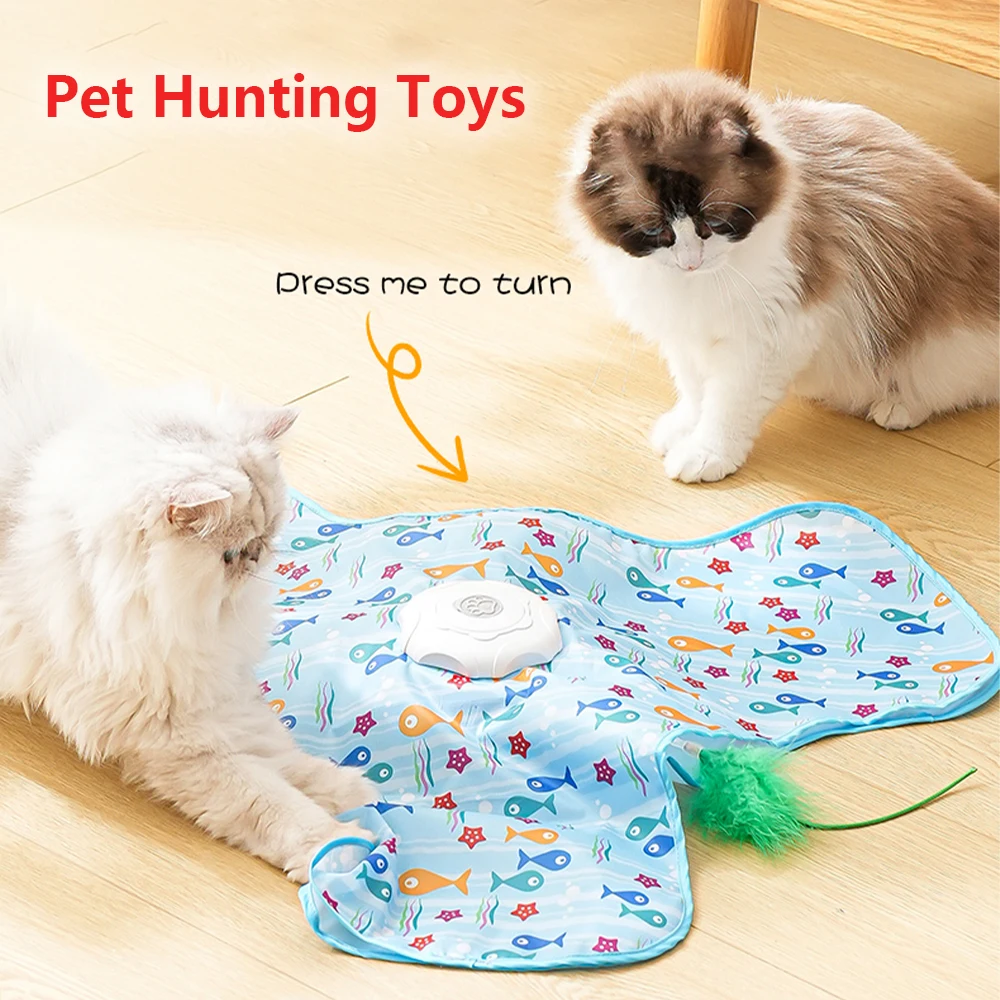 Pet Toys Smart Interactive Cat Toys Self-Rolling Bag Chaser Rechargeable Hunting Ball Hide & Seek Mouse Game & AI Feather Teaser