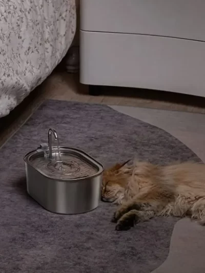 Pet Accessories 3.2L Smart Cat Water Fountain Automatic Low Noise Pet Water Dispenser Stainless Steel Oval Pet Water Drinker Dog