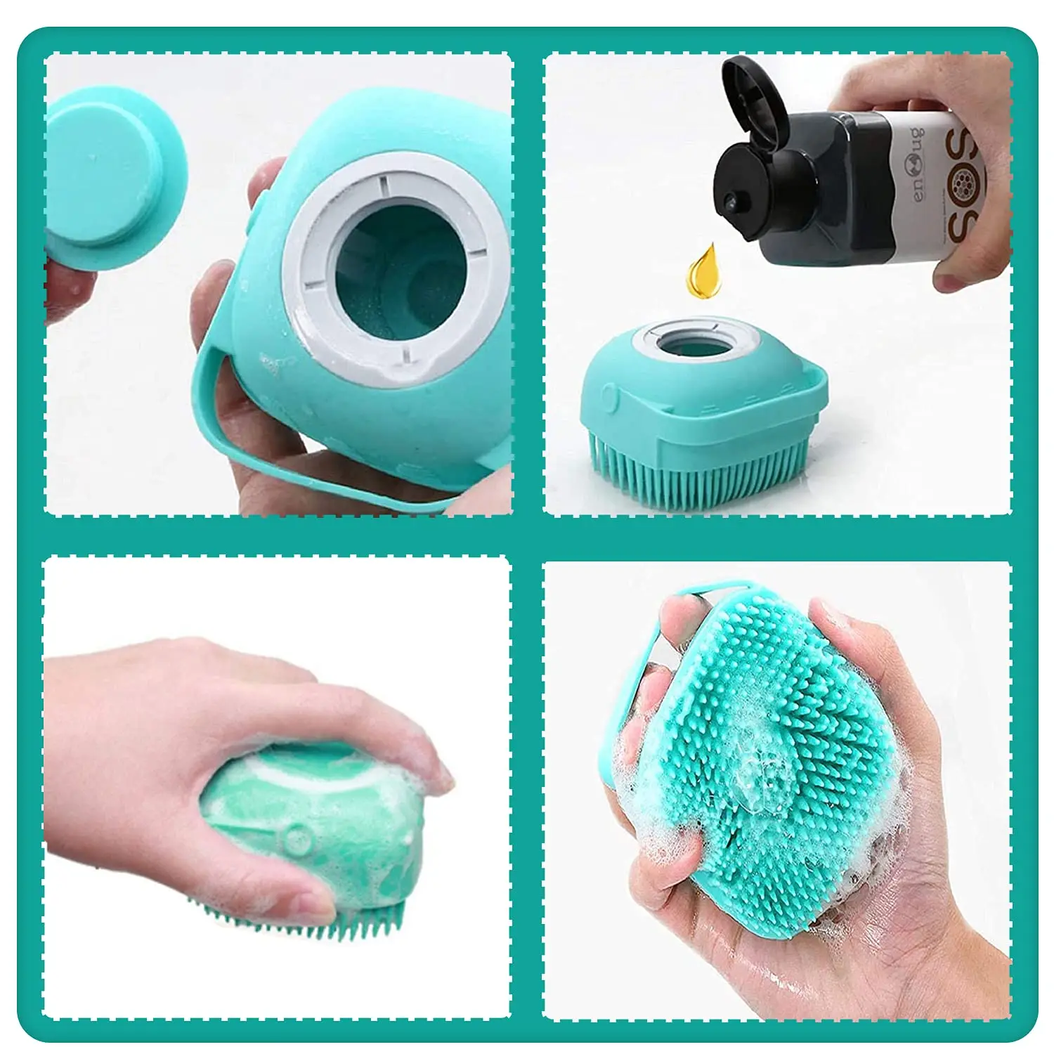 Pet Dog Shampoo Brush 2.7oz 80ml Cat Massage Comb Grooming Scrubber for Bathing Short Hair Soft Silicone Rubber - Image 5