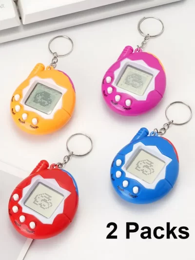 2 Pack Tamagotchi Style Virtual Pet - LCD Digital Pocket Game Keychain for Kids, Retro Mini Electronic Toy Gift