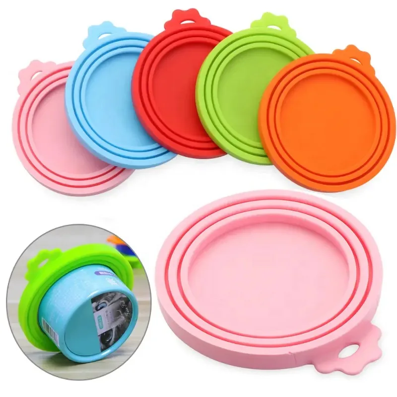 Reusable 3 in 1 Pet Food Can Silicone Cover Dogs Cats Storage Tin Cap Lid Seal Cover Pet Supplies Suitable for 8.5cm/7.5cm/6.5cm