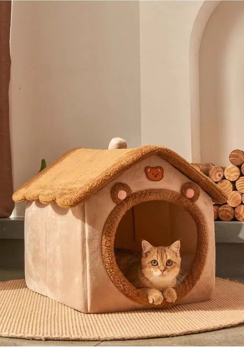 Dog House Indoor Foldable Cat House Kennel Bed Mat with Cushion for Small Medium Large Dogs Cats Warm Cat Nest Puppy Cave Sofa - Image 16