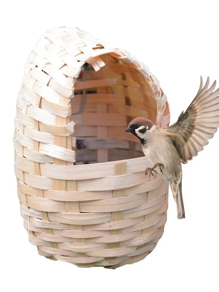 Hand Made Natural Bamboo Bird House Parrot Finch Hideout Cage Toy Outdoor Shelter Nest Birds Supplies - Image 17