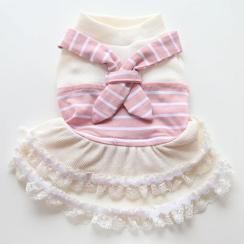 Scarf Striped Couple Suit Cat One-piece Dress Dogs Pet Clothes Dog Clothes for Small Dogs Supplies Dog Clothes - Image 8