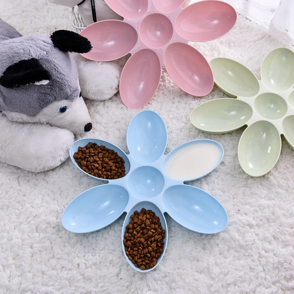 6 In 1 Petal Pet Dog Cat Food Container Drinking Water Feeding Cat Dish Plastic Bowl Pet Feeder Waterer Pet Supplies Feeder Wate - Image 3