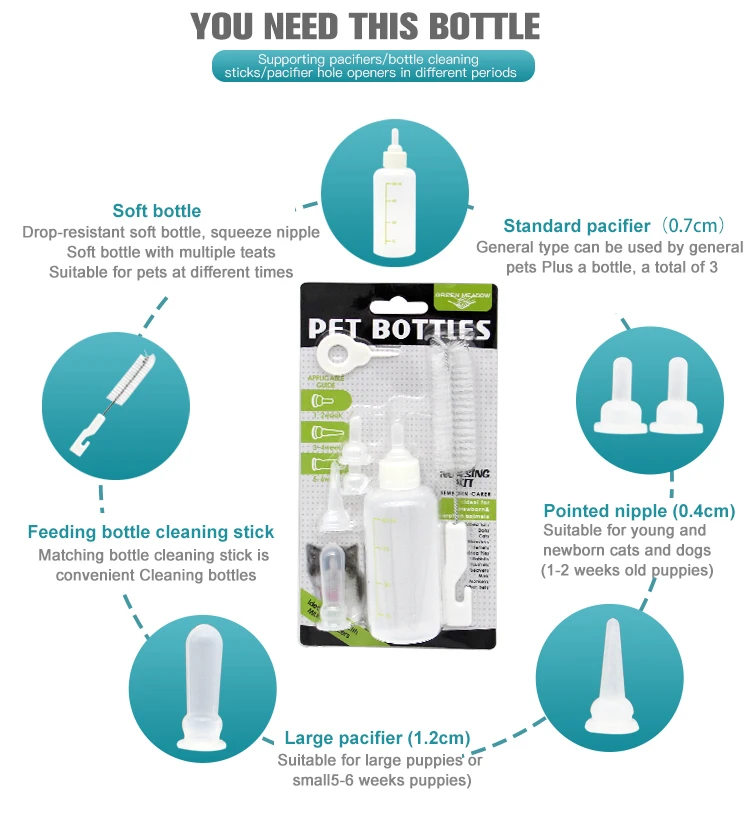 Pet Feeding Bottle Dog Puppy Newborn Dog Dog Cat Kitten Feeding Bottle Teddy Small Pacifier Pet Supplies - Image 10