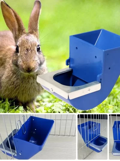 1PC Rabbit Feed Box Hopper Rabbit Cage Small/Middle/Large Rabbit Anti Pickling Feed Trough Rabbit Feeders Box Livestock Supplies