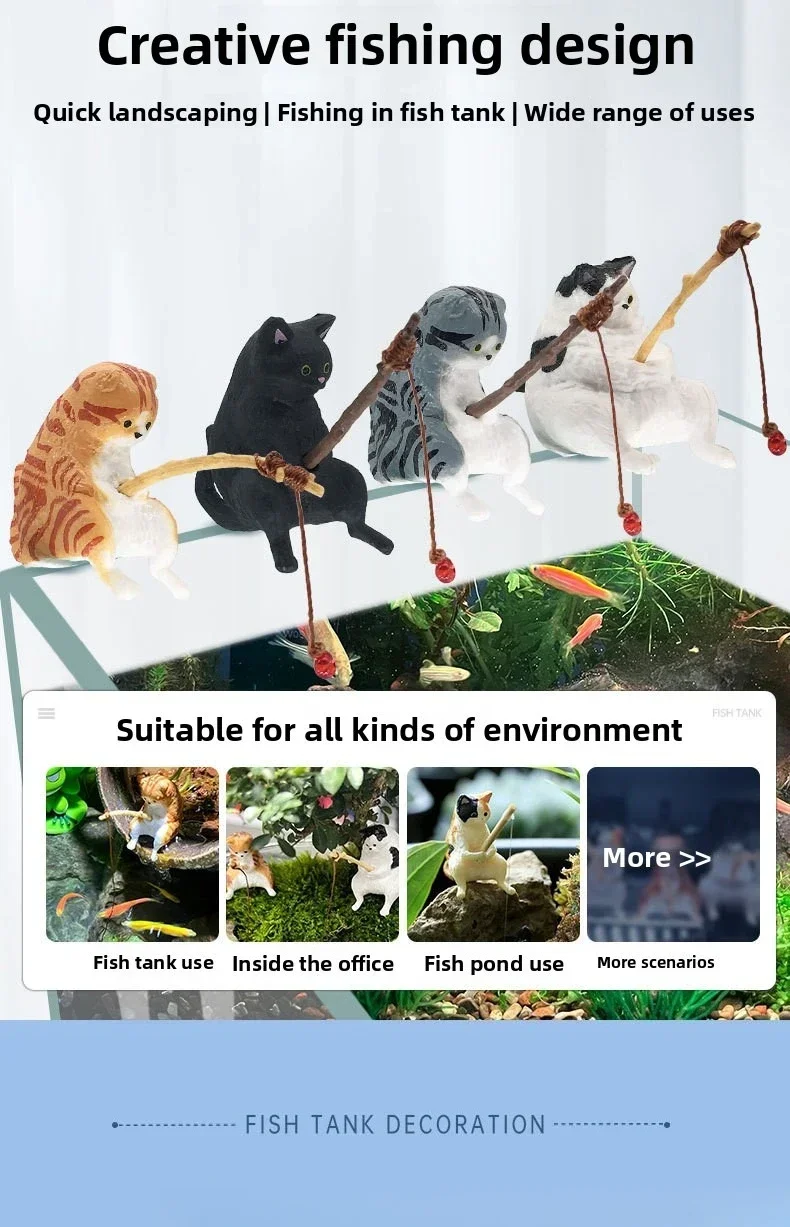 Ornaments Aquarium Accessories Home Decorations Fish Tanks Aquascape Meow Table Decoration and Accessories for Home Decor & Room - Image 15
