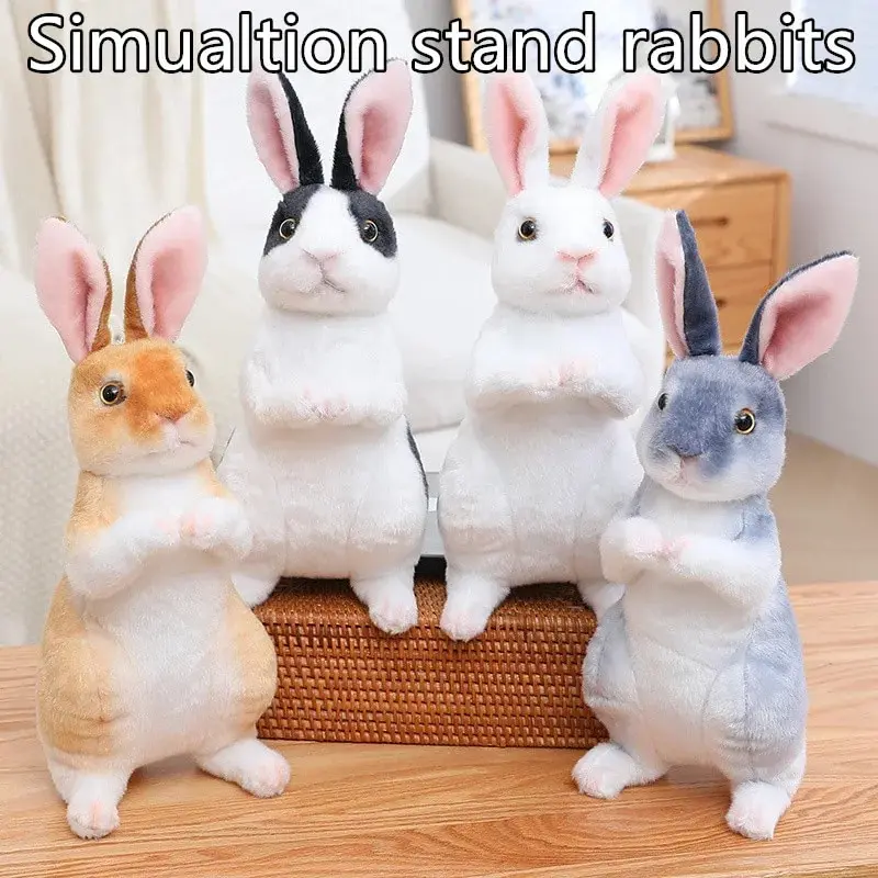 1pc Randomly Realistic Cute Plush Rabbits Lifelike Animal Photo Props Bunny Simulation Toy Model Birthday Gift - Image 8
