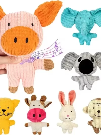 Plush Dog Toy for Small Medium Pets Funny Interactive Squeaky Toys Cow/Pig Shape Stuffed Dog Chew Toy Supplies