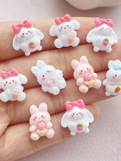 20Pcs New Cute Resin Cartoon Rabbit, Puppy Series Flat Back Scrapbooking DIY Jewelry Craft Decoration Accessories