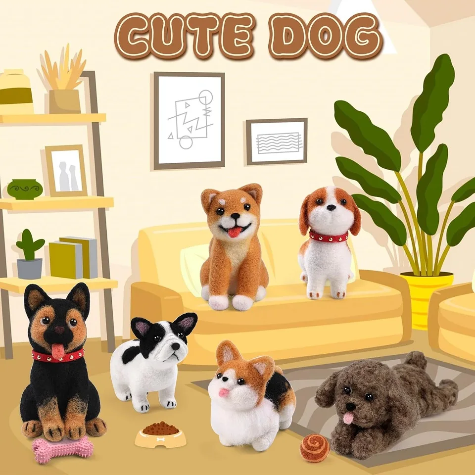 BUDDUR Cat/Dog Wool Felting Kit With Felting Needles Storage Box And Instruction For Doll Making DIY Handmade Craft Tools Set - Image 5