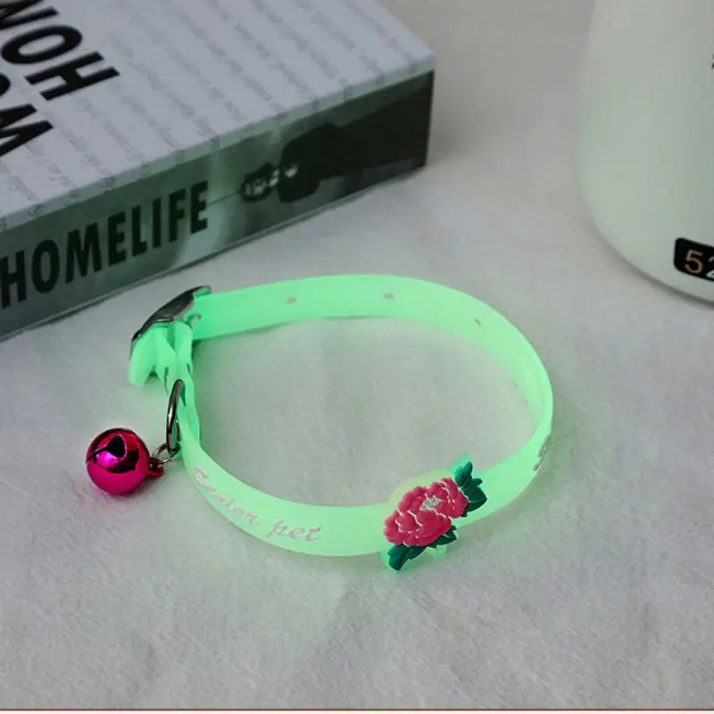 Pet Cat Collar With Bell Anti-lost Fluorescent Silicone Small Dog Cat Collar Collar Ring Luminous Adjustable Pet Cat Accessories - Image 6