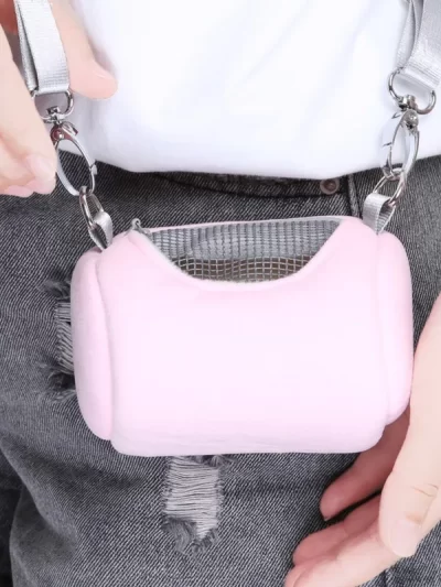 Pet Cage Cross Body Accessories Cylinder Design Soft Practical House Travel Portable Squirrel Visible Mesh Hamster Carrier Bag