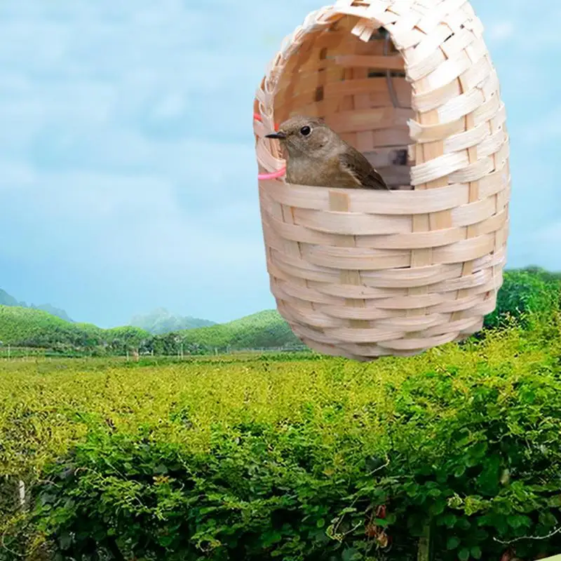 Hand Made Natural Bamboo Bird House Parrot Finch Hideout Cage Toy Outdoor Shelter Nest Birds Supplies - Image 5