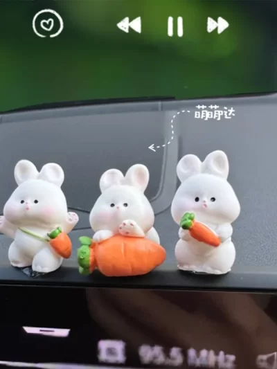 6/8pcs Gardening Accessories Cute Rabbit Micro Ornaments Resin Mini Bunny Miniature Figurines Cartoon DIY Rabbit Toys Office