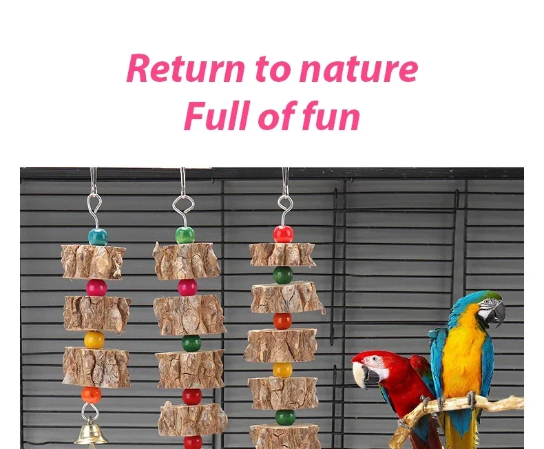 Natural Wooden Parrot Bird Toy Wood Parrot Chew Toy Chewing Cardboard Destroy Birds Toy Bird Cage Decoration Bird Supplies - Image 13