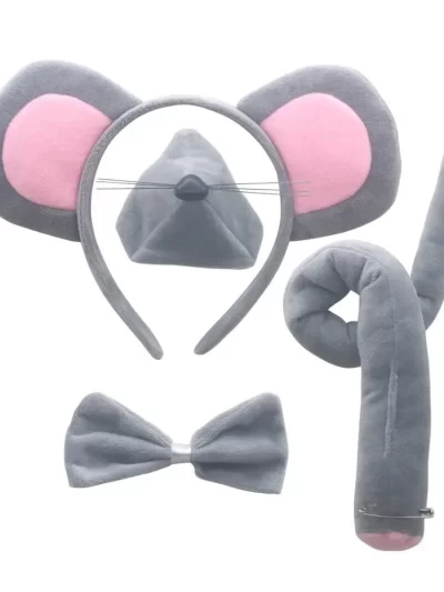 Mouse  Accessory Set Animal Ears Headband Tail Nose and Bow Tie Rat  Accessories Set Birthday Halloween Costume Cosplay