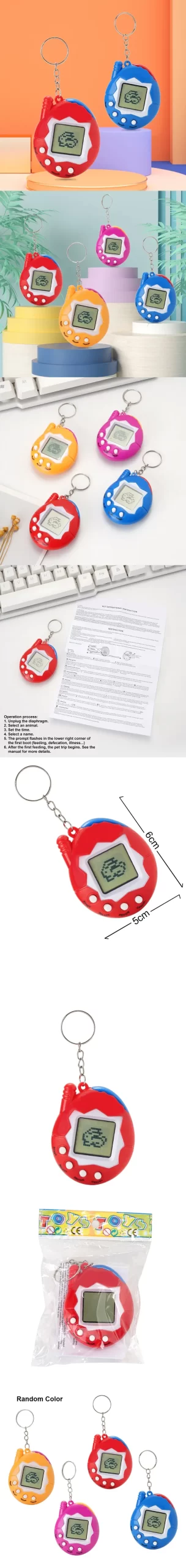 2 Pack Tamagotchi Style Virtual Pet - LCD Digital Pocket Game Keychain for Kids, Retro Mini Electronic Toy Gift - Image 8