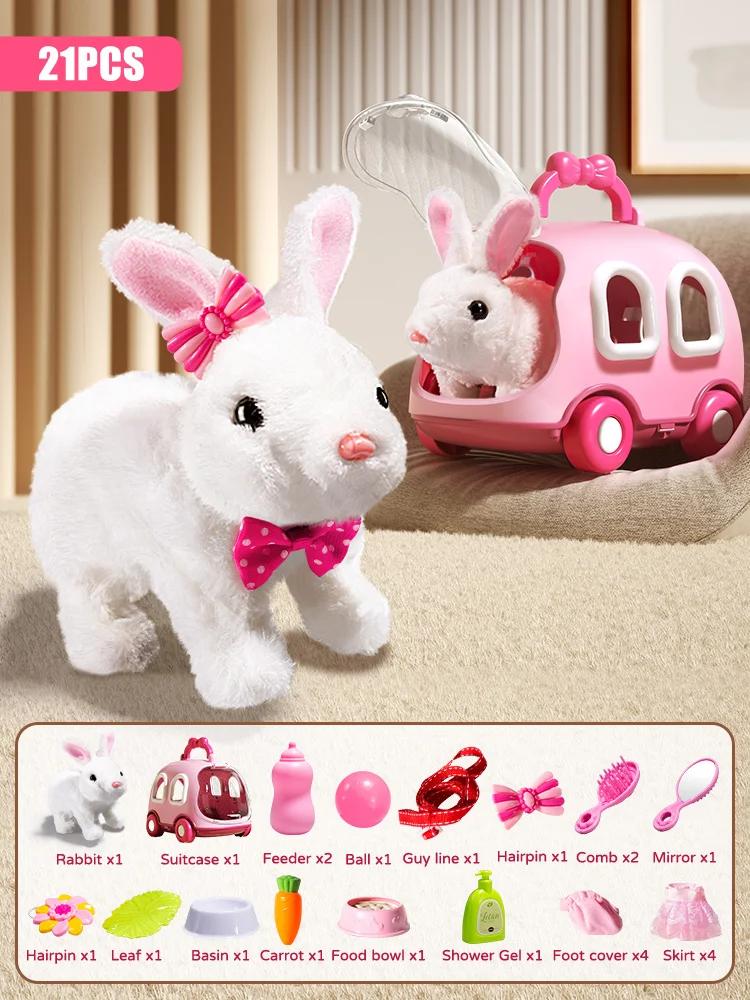 Children Plush Cute Rabbit Kids Electronic Pet With Sound Animal DIY Change Clothes Game Walking Moving Pet Toys For 3 Years - Image 7