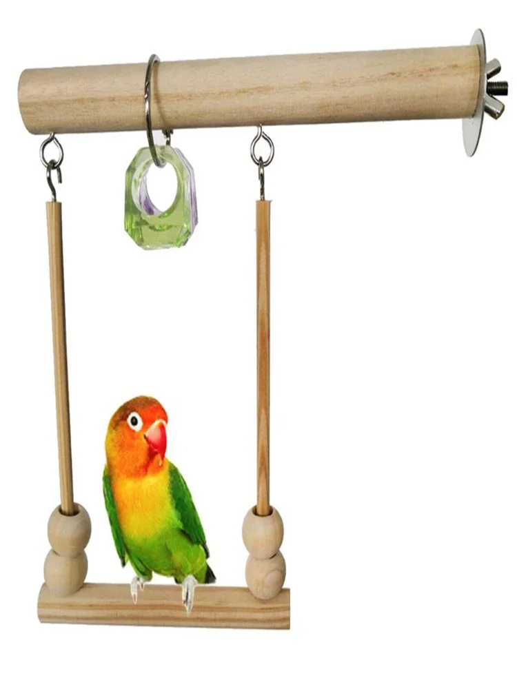 Parrot Bird Toys Wood Articles Pet Bird Toys for Parrot Training Toy Swing Ball Bell Standing Hang Swings Birds Cage Supplies - Image 7