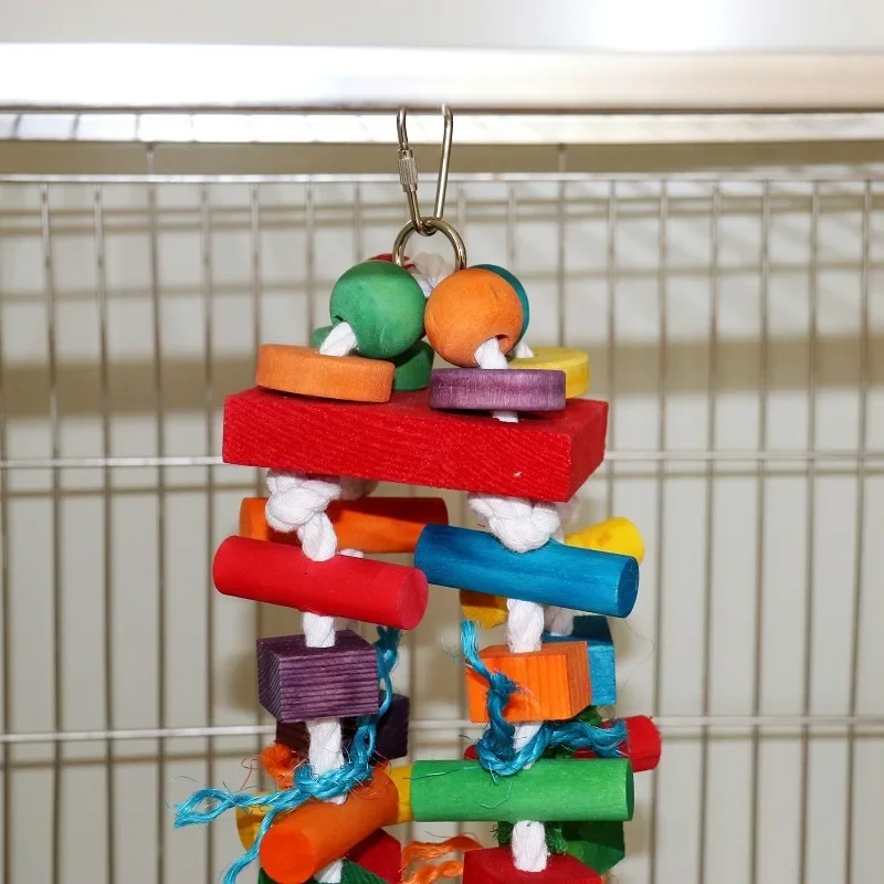 Parrot toys, Colorful wooden bird supplies, Unique shape, Diverse ways to play, Large parrot bite bird toys - Image 2