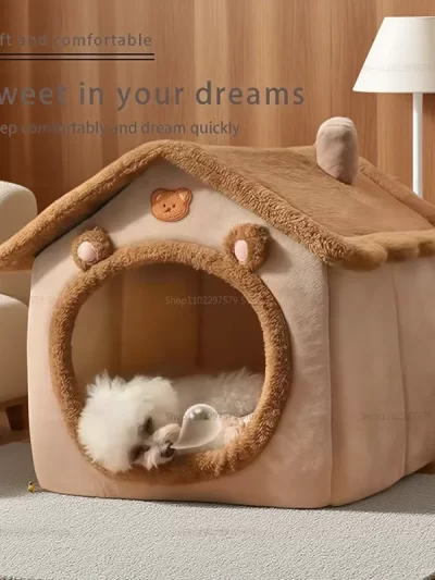 New Universal House Type Four Seasons Dog House Winter Warm Puppy and Cats, Removable Popular Washable Bedding 2025