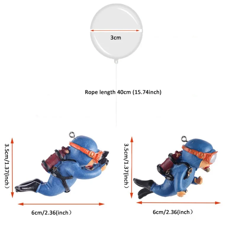 Fish Tank Decoration Resin Landscaping Small Ornaments Mini Diver Glow Aquarium Decor Floating Ball Aquarium Accessories - Image 6