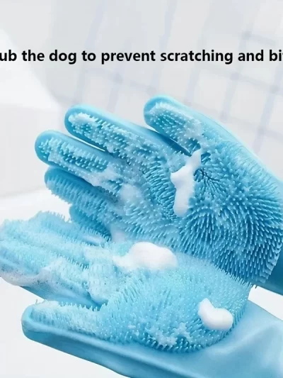 Pet Grooming Cleaning Gloves Dog Cat Bathing Shampoo Glove Scrubber Magic Dishwashing Cleanner Sponge Silicon Hair Removal Glove