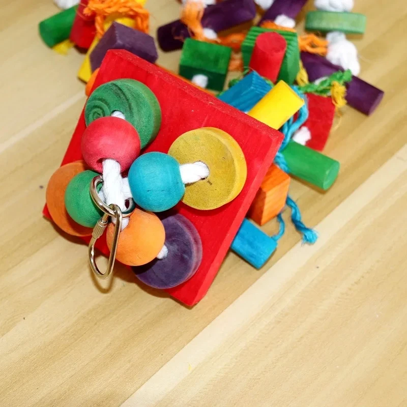Parrot toys, Colorful wooden bird supplies, Unique shape, Diverse ways to play, Large parrot bite bird toys - Image 6