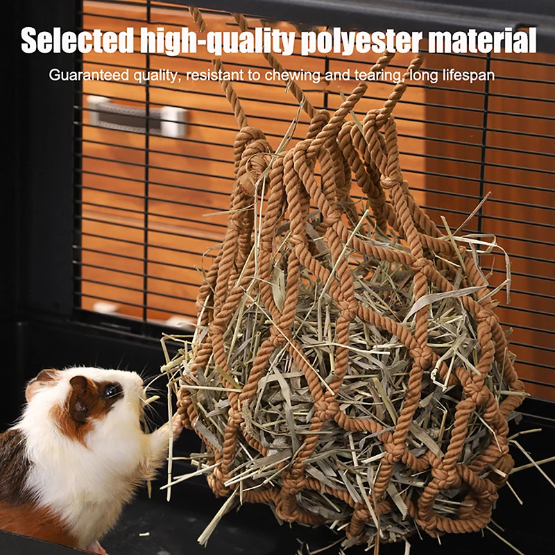 Rabbit Grass Bag Large Capacity Hanging Hay Feeding Sack Dispenser For Dutch Pig Guinea Pig Totoro Rabbit Pet Supplies - Image 10