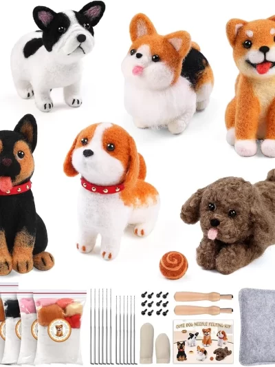 BUDDUR Cat/Dog Wool Felting Kit With Felting Needles Storage Box And Instruction For Doll Making DIY Handmade Craft Tools Set