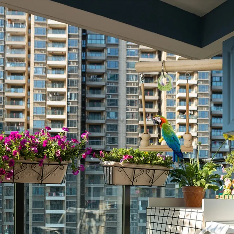 Parrot Bird Toys Wood Articles Pet Bird Toys for Parrot Training Toy Swing Ball Bell Standing Hang Swings Birds Cage Supplies - Image 4